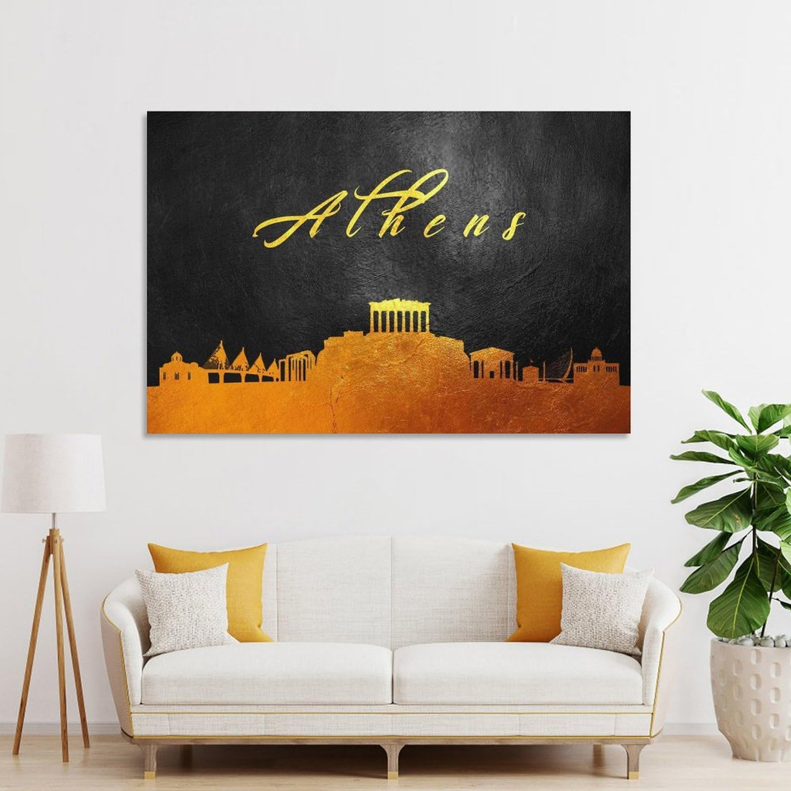 Junmoney Athens Greece Skyline Wall Decor Canvas Print, 20x30inch(50x75cm), for Hallway, Lounge Or Guest Room, Decorative Present for New Homes