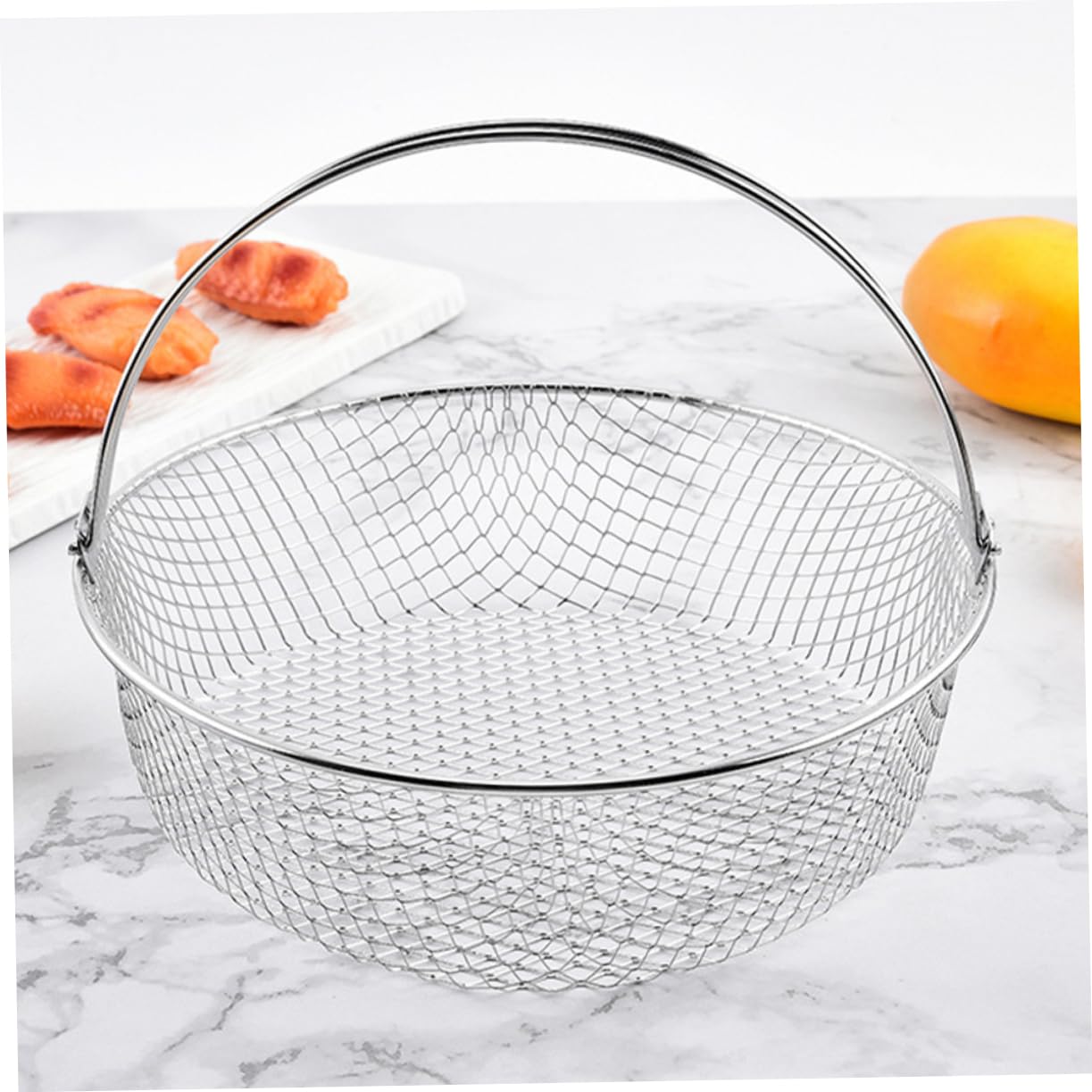 Panier Friteuse Sans Air (air Fryer) - Acier Inoxydable 304, 21x21x6 Cm, Avec Poignée - Pour Cuisson Uniforme - 8