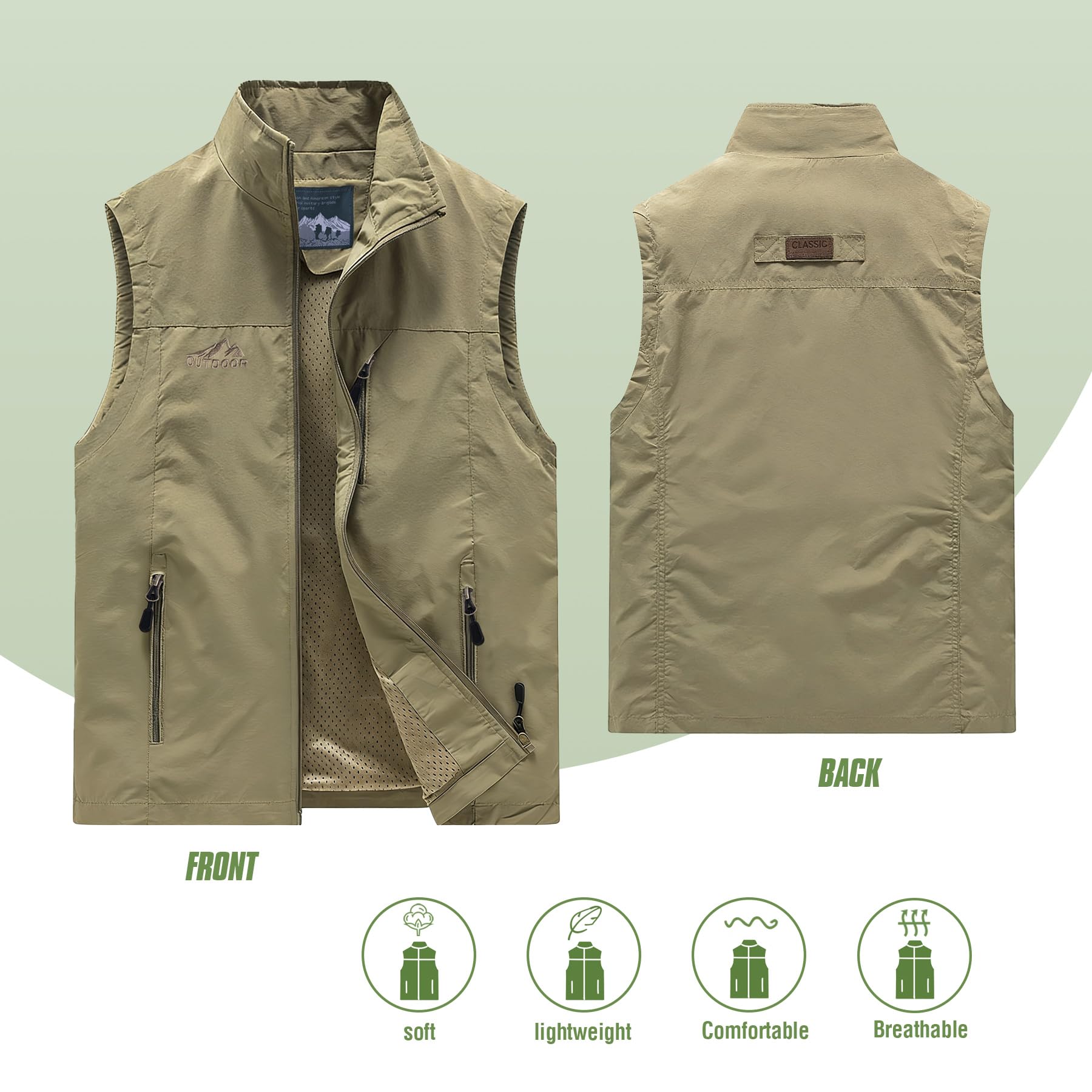 Herren Outdoor Weste Sommerweste Leicht Anglerweste Camping Arbeitsweste Atmungsaktiv Ärmellose Jacke