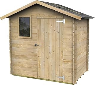 Alce - Caseta de Jardín Bh16 Livia 198x130 de Madera de Abeto de 16 mm con Puerta Simple y Ventana Frontal, Techo y Suelo OSB3, Montaje fácil, Tratamiento Autoclave, certificación PEFC - Natural