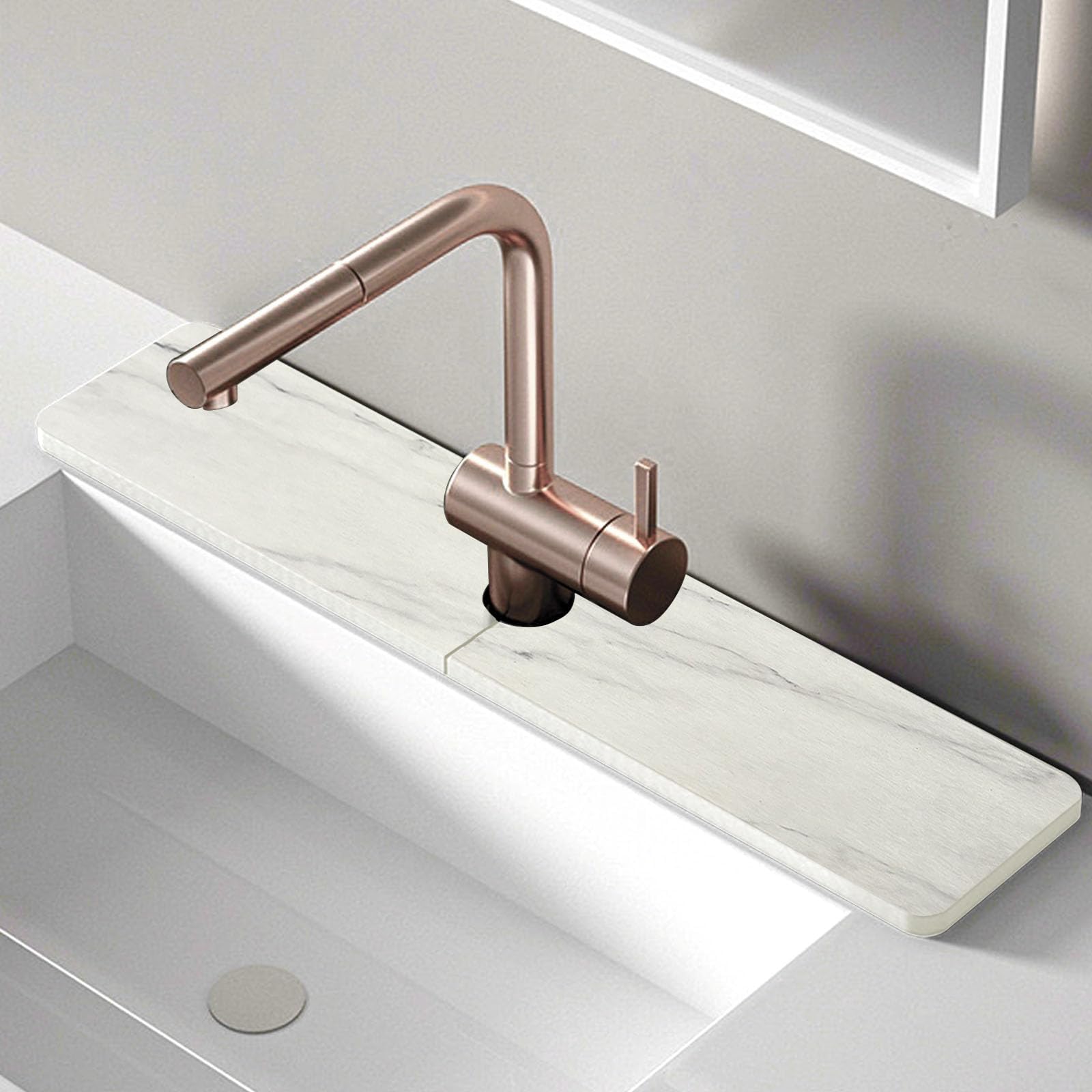 Stargaz Faucet Mat For Kitchen Sink，Sink stone quick dry around faucet,Stone Faucet Mat for Kitchen Sink Splash Guard Sinks Stones Quick Dry Around Faucets Stones Drying Mats Bathroom(15.8''×3.9'')