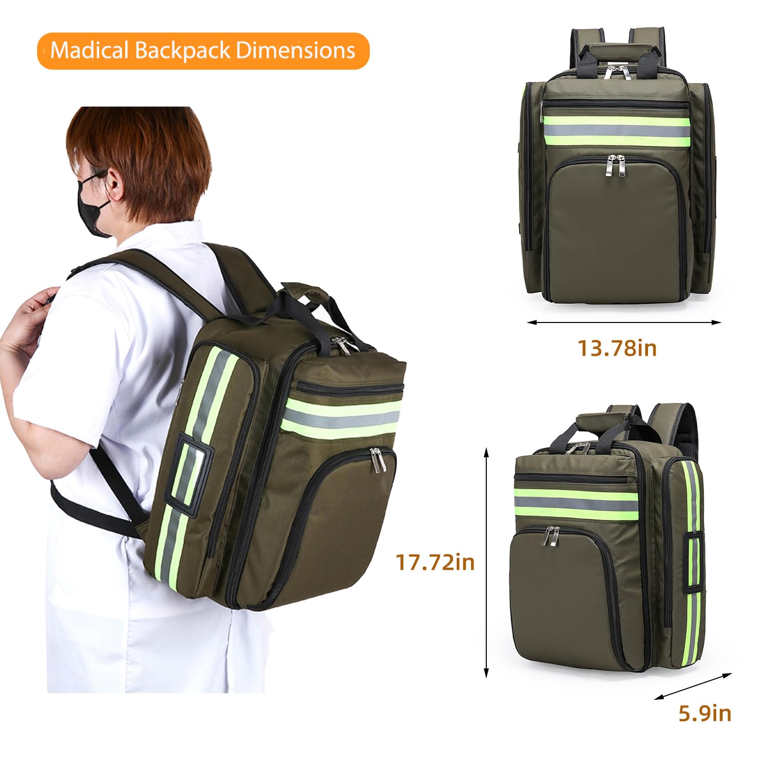 Be-Better Leerer Erste-Hilfe-Rucksack, Medikamentententasche, leerer Notfalltasche, medizinischer Taschenorganizer, Notfall-Rucksack, Erste-Hilfe-Rucksack, Medikamenten-Magnet (nur Tasche)