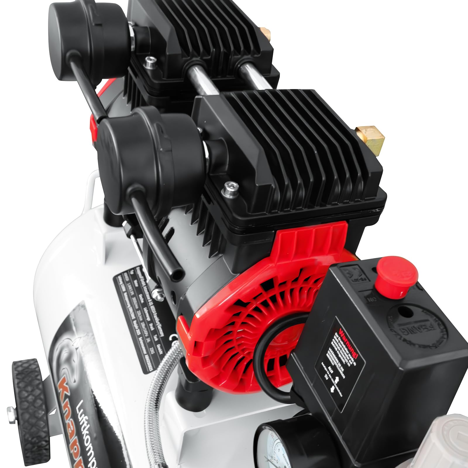 KnappWulf Flüsterkompressor Druckluftkompressor Kompressor KW4024 mit 24L 10 Bar 1100 Watt 1,5PS inkl. Wasserabscheider Kondenswasser Ablasshahn 69db