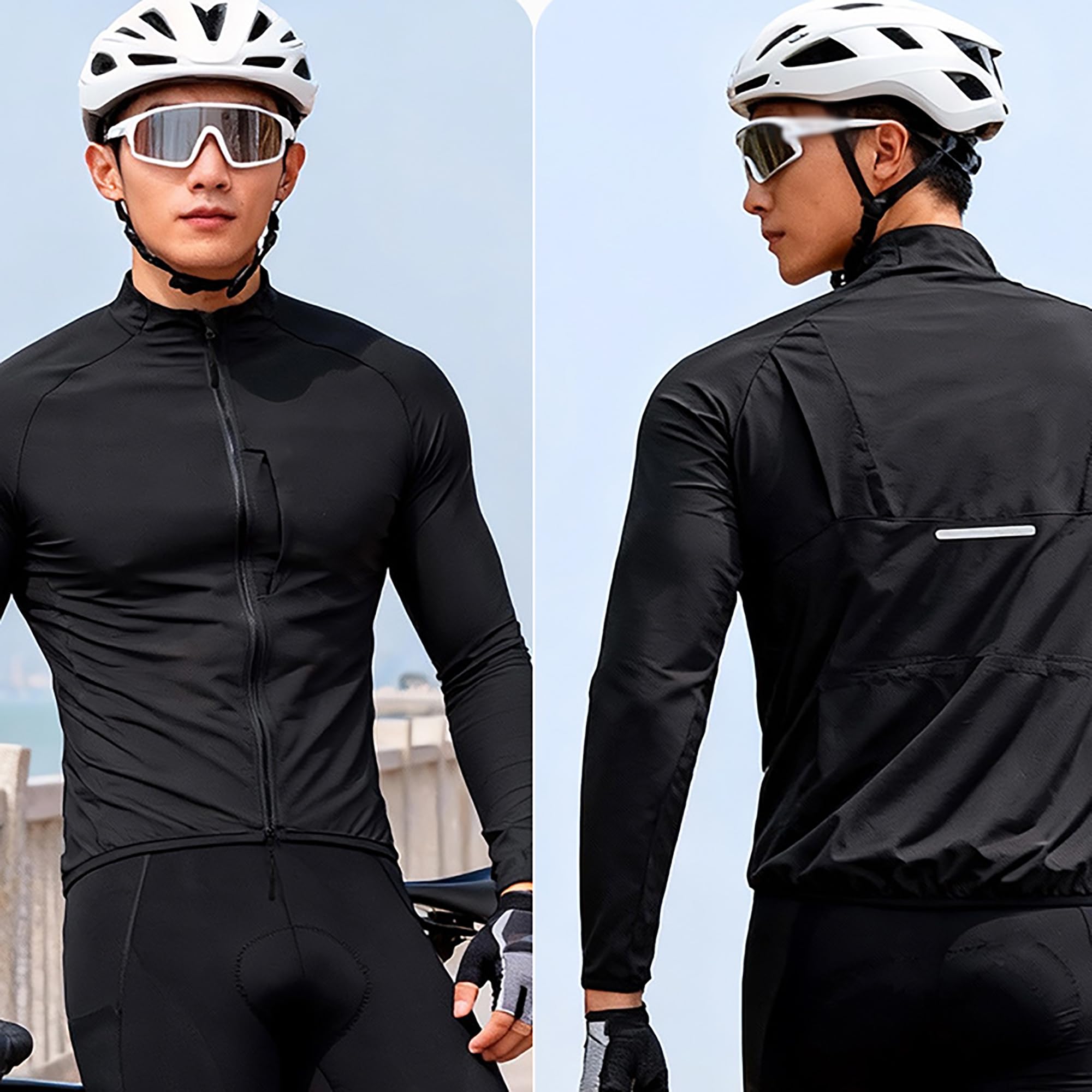 Chaqueta de Ciclismo para Hombre, Chaqueta Cortavientos Con Doble Cremallera, Ropa de ciclismo con protector solar para golf, ciclismo, senderismo, correr al aire libre