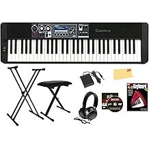 Casio CT-S500 Casiotone 61-Key Keyboard Bundle with Adjustable Stand, Bench, Headphones, Sustain Pedal, Piano Book, Online Piano Lessons, Instructional DVD, and Austin Bazaar Polishing Cloth