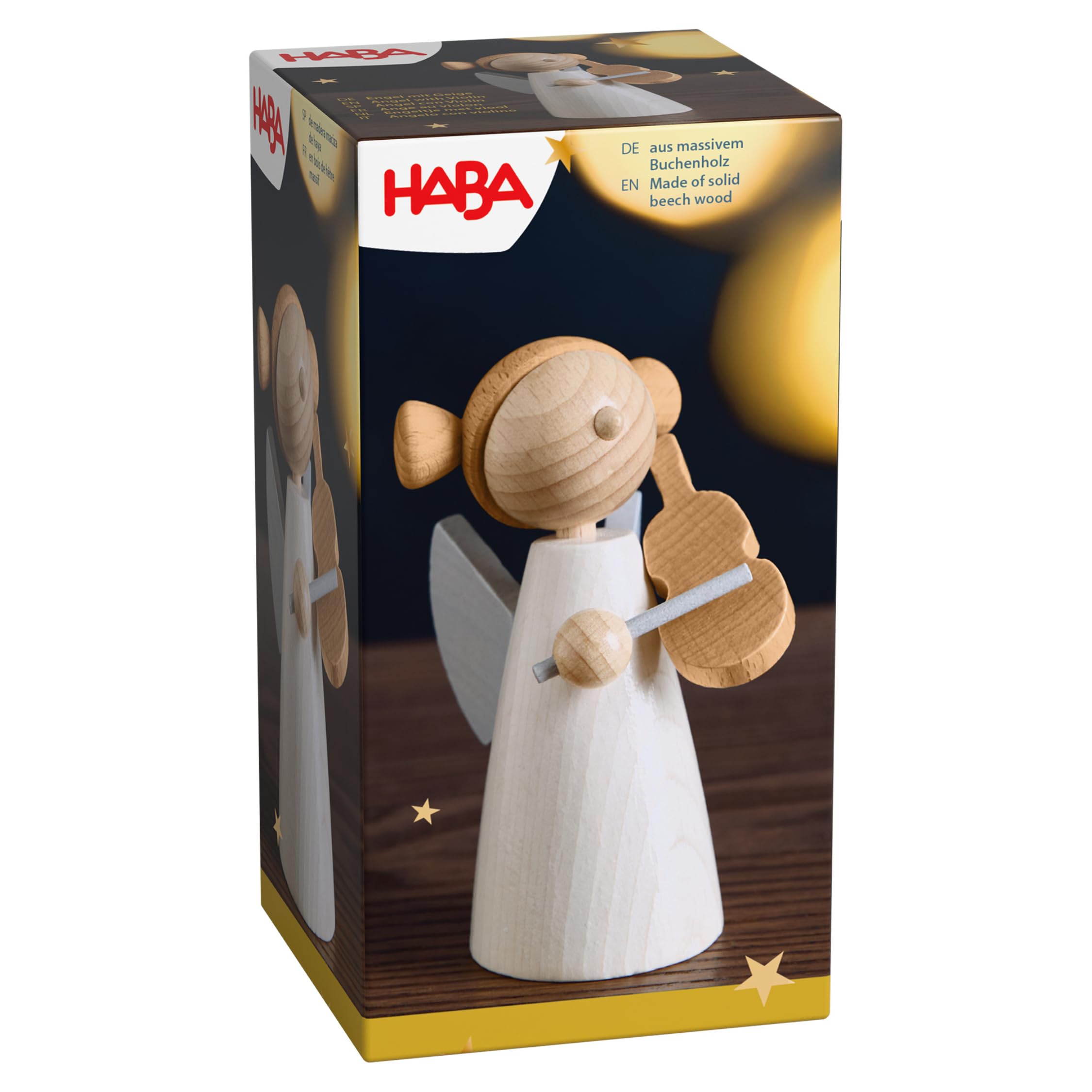HABA Angel with Violin - Christmas Wooden Decoration Made of Beech Wood - Stylish Guardian Angel for Advent & Festive Atmosphere - 2012294001