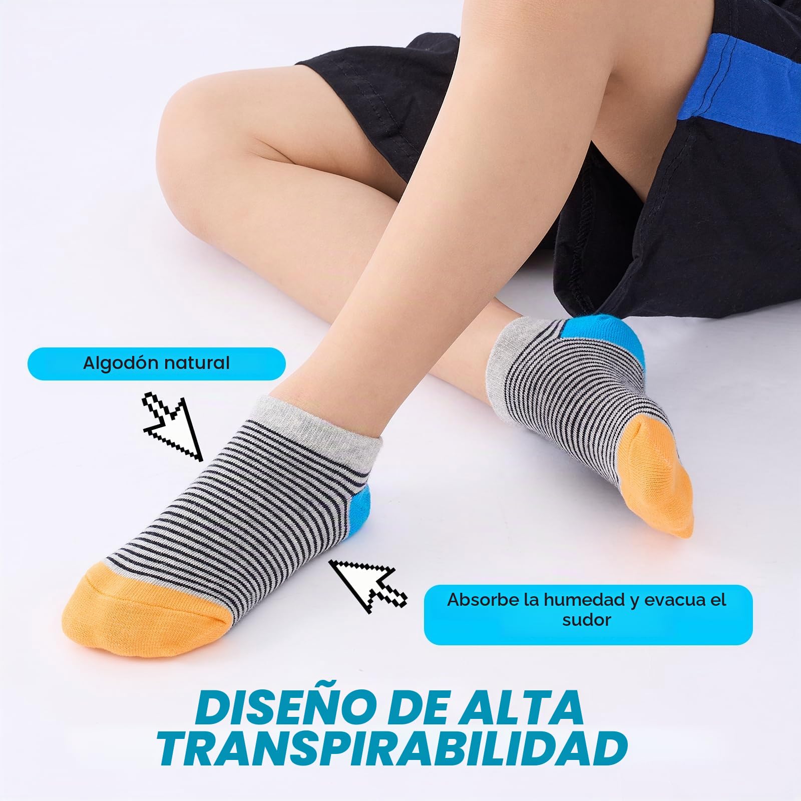 Cirorld Calcetines deportivos para niños 6 pares algodón fútbol coloridos