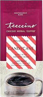 Teeccino Coffee Alternative – Candy Cane – Holiday Dessert Beverage That’s Prebiotic, Caffeine-Free & Acid Free, Medium Roast, 11 Ounce