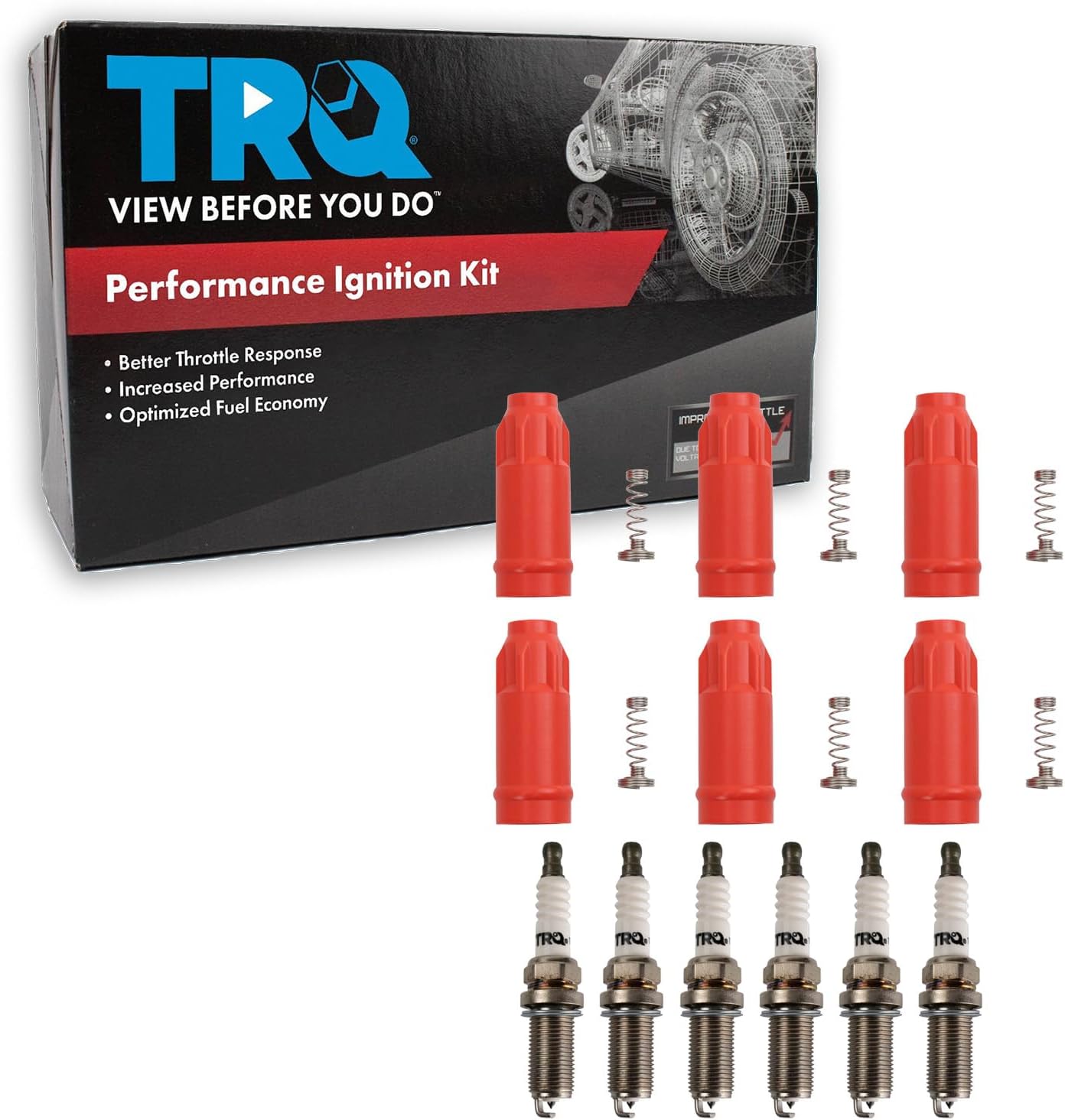 TRQ Ignition Coil and Spark Plug Kit 12 Piece Compatible with 2009-15 Porsche 911 Boxster Cayman