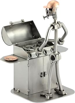 Steelman24 Barbecue Master Sculpture Nuts and Bolts Handmade Ornaments Made in Germany Metal Figurine