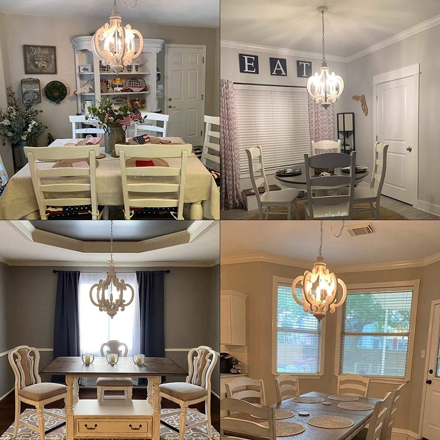 70% Off Discount Cottage Wooden Chandelier, 6 Candle Light Farmhouse Chandelier, French Country Chandeleir with Adjustable Chain for Dining Room, Kitchen,Bedroom, Foyer and Entryway