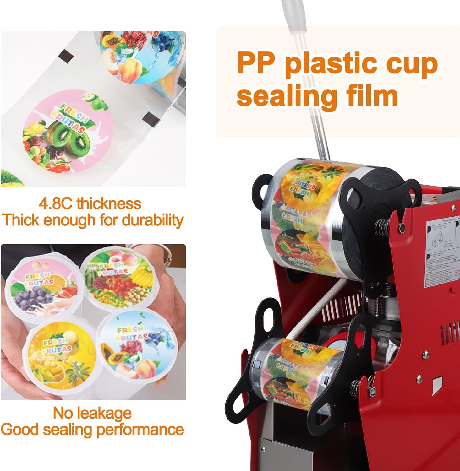 Bubble Boba Tea Sealing Film Roll Juice Cup Sealer 3000 Cups PP Plastic Cup 95 mm (3.74 inch)