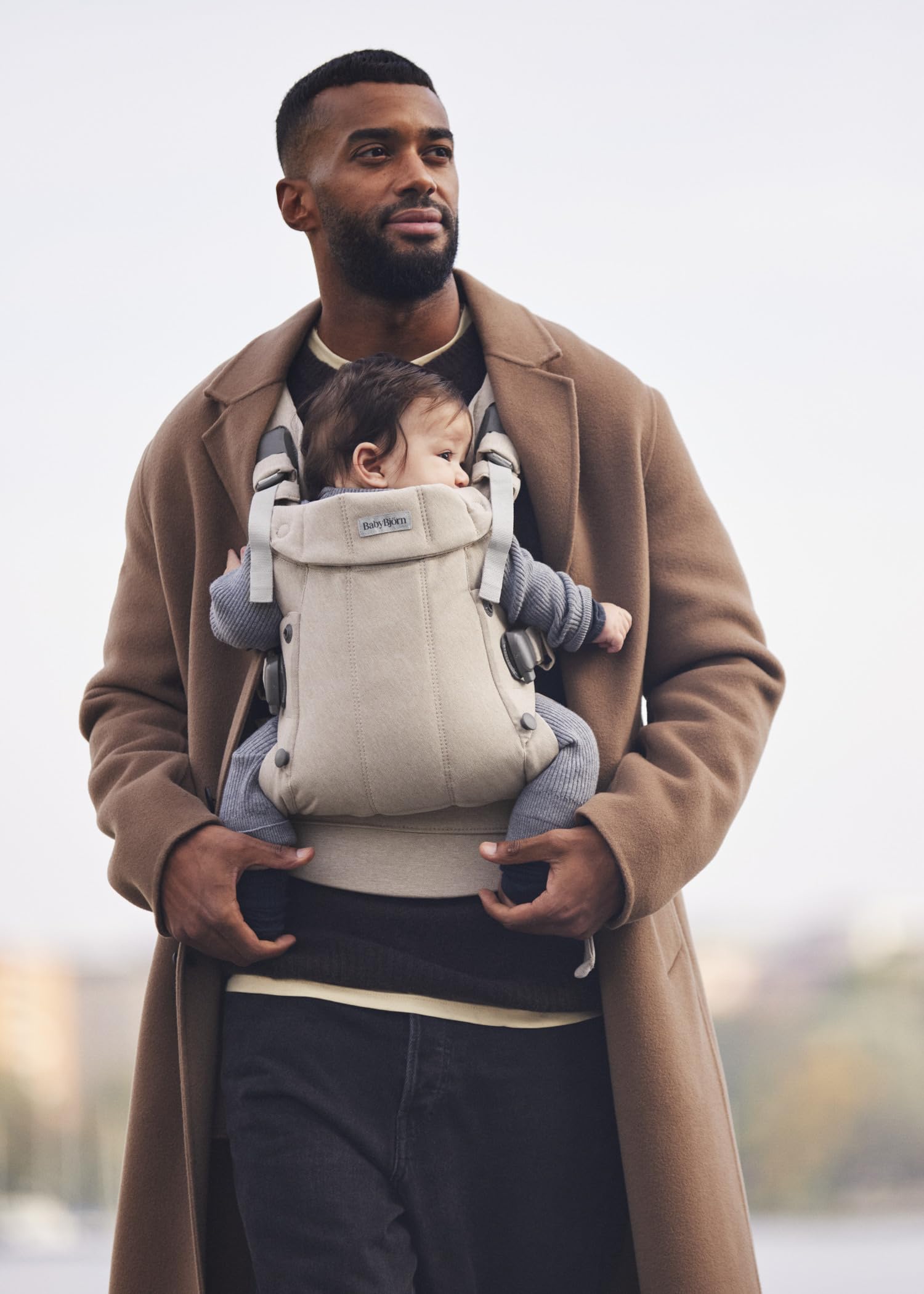 BabyBjörn Mochila Porta Bebé Harmony, Tejido jaspeado, Beige claro