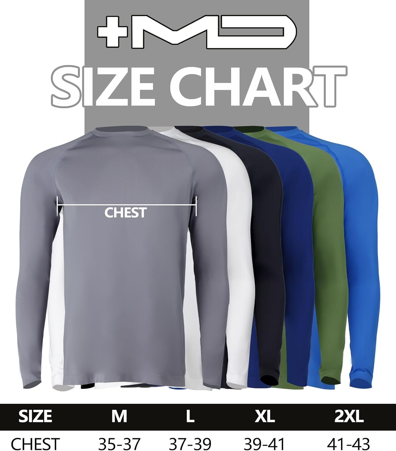 +MD Long Sleeve Shirts for Men, Quick Dry, Moisture Wicking T-Shirts for Gym, Workout, Running, Lightweight Crew Base Layer - Image 5