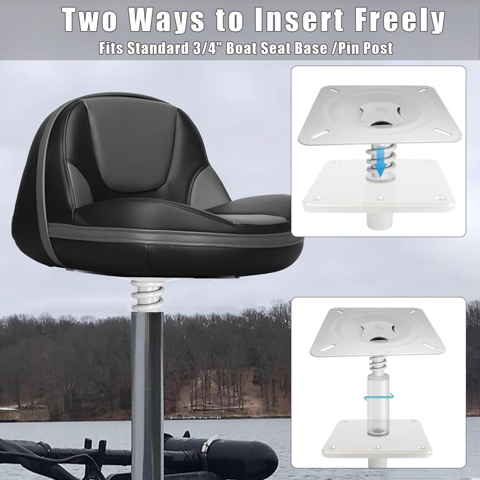 EWEGERT 1-Pack Boat Seat Base Pedestal, Plated Boat Seat Pin Mount for 3/4