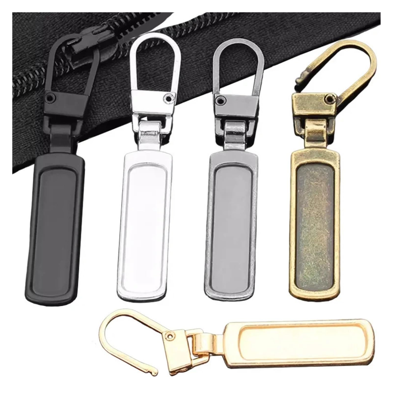 Recambios para tiradores de cremallera, Kit de reparación desmontable repuesto deslizador cremallera metal multicolor for bolsos y equipaje(Sliver-2pcs)