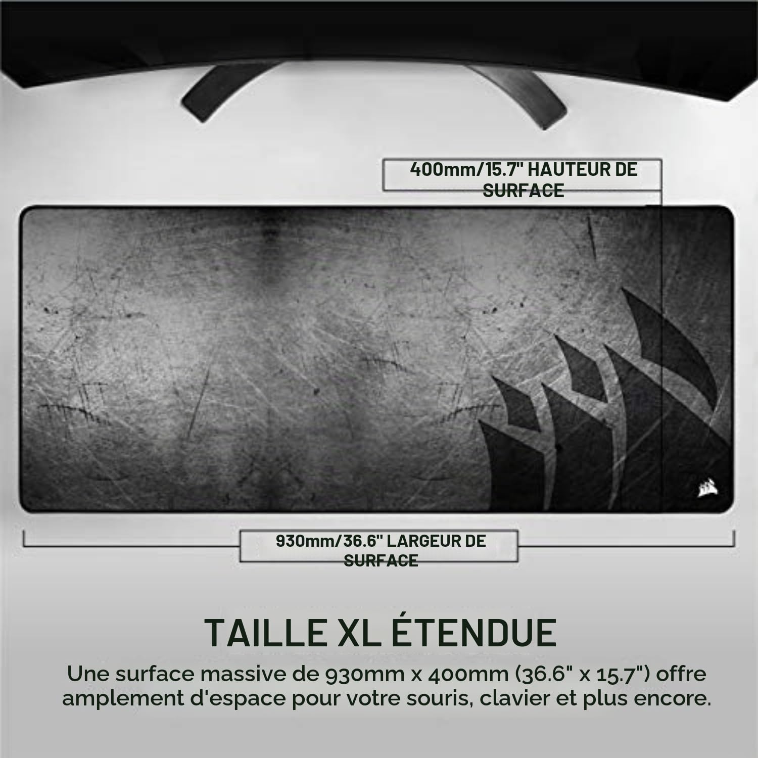 Corsair MM350 Pro Tapis de Souris Gaming – Élargi XL – Noir/Gris