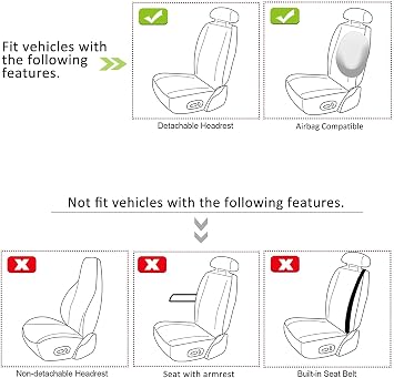 Giant Panda 1 Pair Breathable Universal Fit Car Front Seat Covers for Driver and Passenger Seats, Fit Most Trucks and SUVs, Black