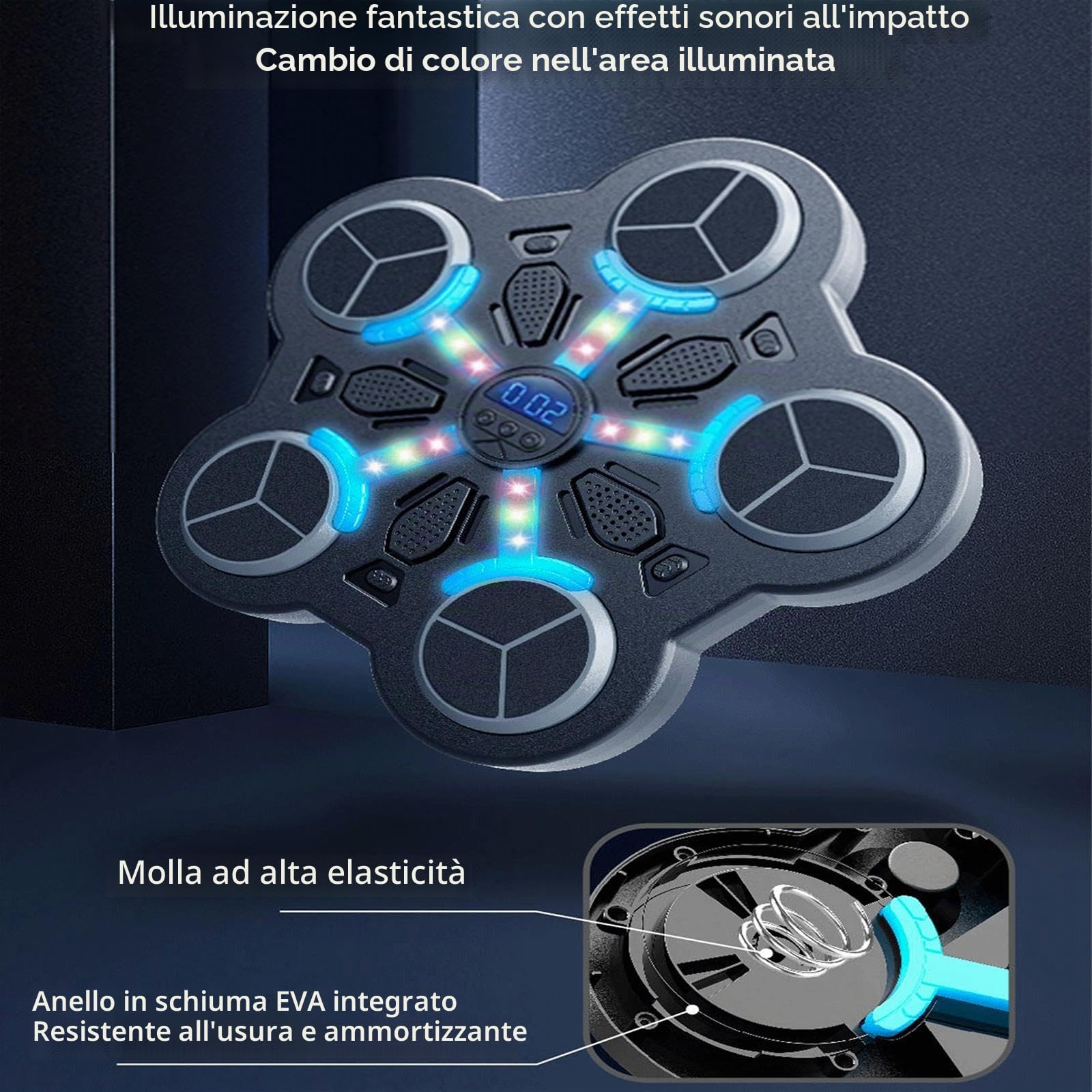 Macchina da Boxe Musicale Pannello Elettronico Sacco da Pugilato Intelligente Dispositivo di Allenamento Pad per Arti Marziali con Effetti Sonori