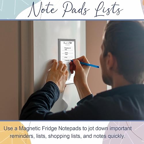 Miniatura 6 de Utron Paquete de 2 blocs de notas magnéticos para refrigerador, 100 páginaslibro para lista de comestibles, bloc magnético de lista de comestibles