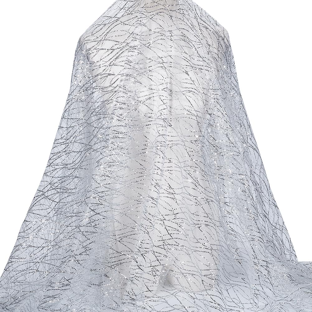 Voile paillettes argentées 1.6m de large pour coudre facilement vos robes et nappes - 6