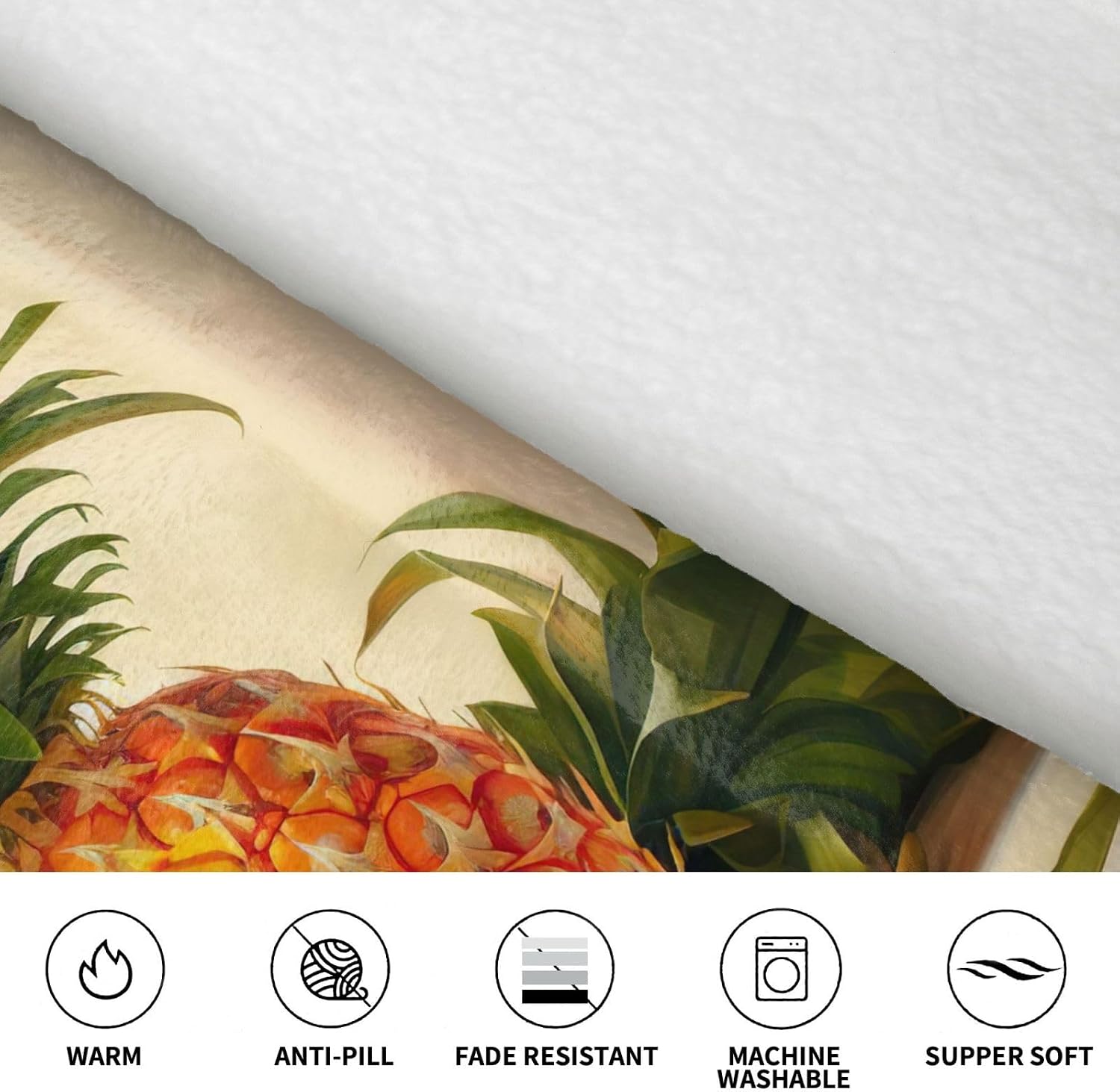 Pineapple Painting Print Oversized Blanket Hoodie, Wearable Blanket Hooded,Hooded Pullover With Pocket