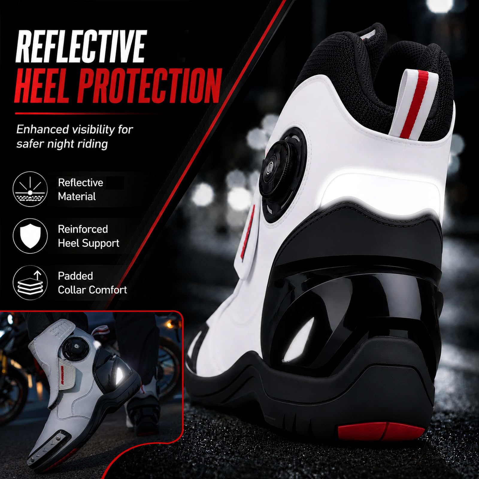 Botas Moto Hombre, Botas Motocicleta de Cuero, Botas de Moto Impermeables