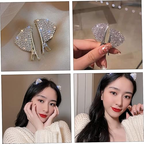 Miniatura 5 de FRCOLOR Pinzas para el cabello, 8 piezas de orejas de gato, pasadores de pelo con purpurina plateada, accesorios para el cabello de fiesta de