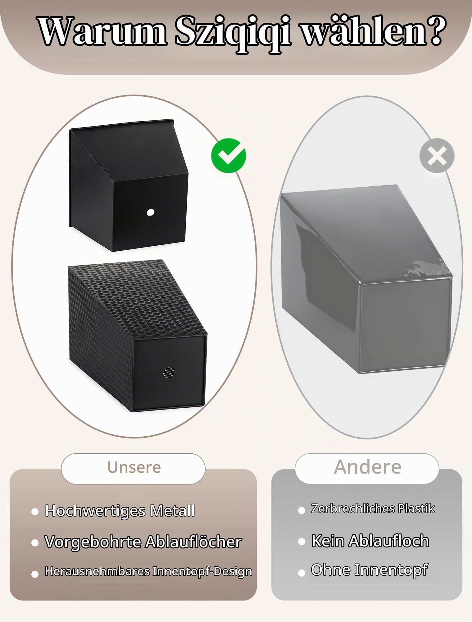 Sziqiqi Metall Pflanzkübel Hoch Outdoor: 55 cm Hoch Schwarz Garten Blumentopf Gross Draussen Set aus 2 mit Innentopf – Pflanzkübel Groß Außen für Deko Eingangsbereich Aussen Balkon Terrasse