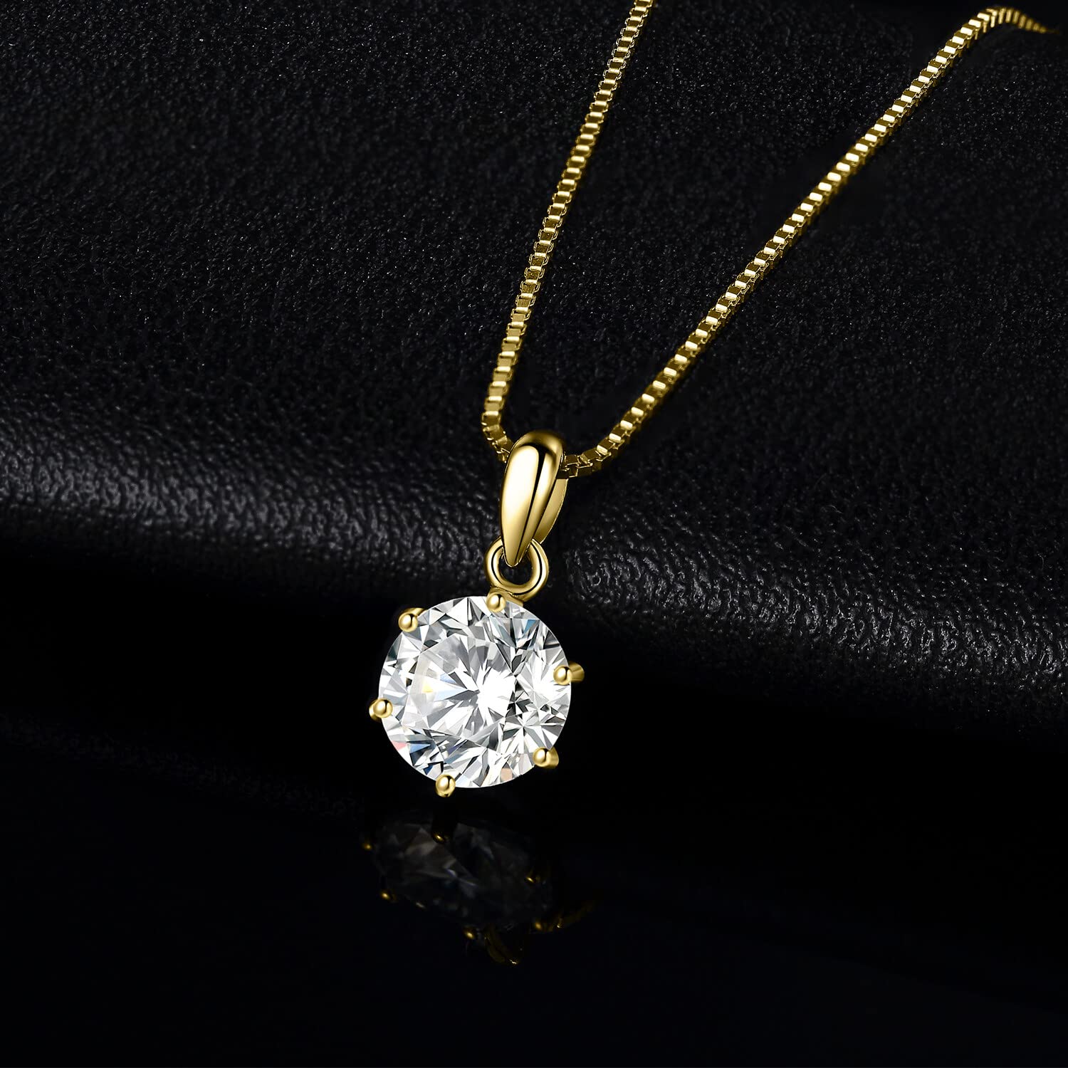 JewelryPalace 0.5-3ct Classique Moissanite Pendentif Taille Rond Solitaire Argent 925 Femme, Plaqué Or Jaune Or Rose Collier Chaine Diamant Simulé Mariage Mariee 45CM, Ensemble Parure de Bijoux Cadeau