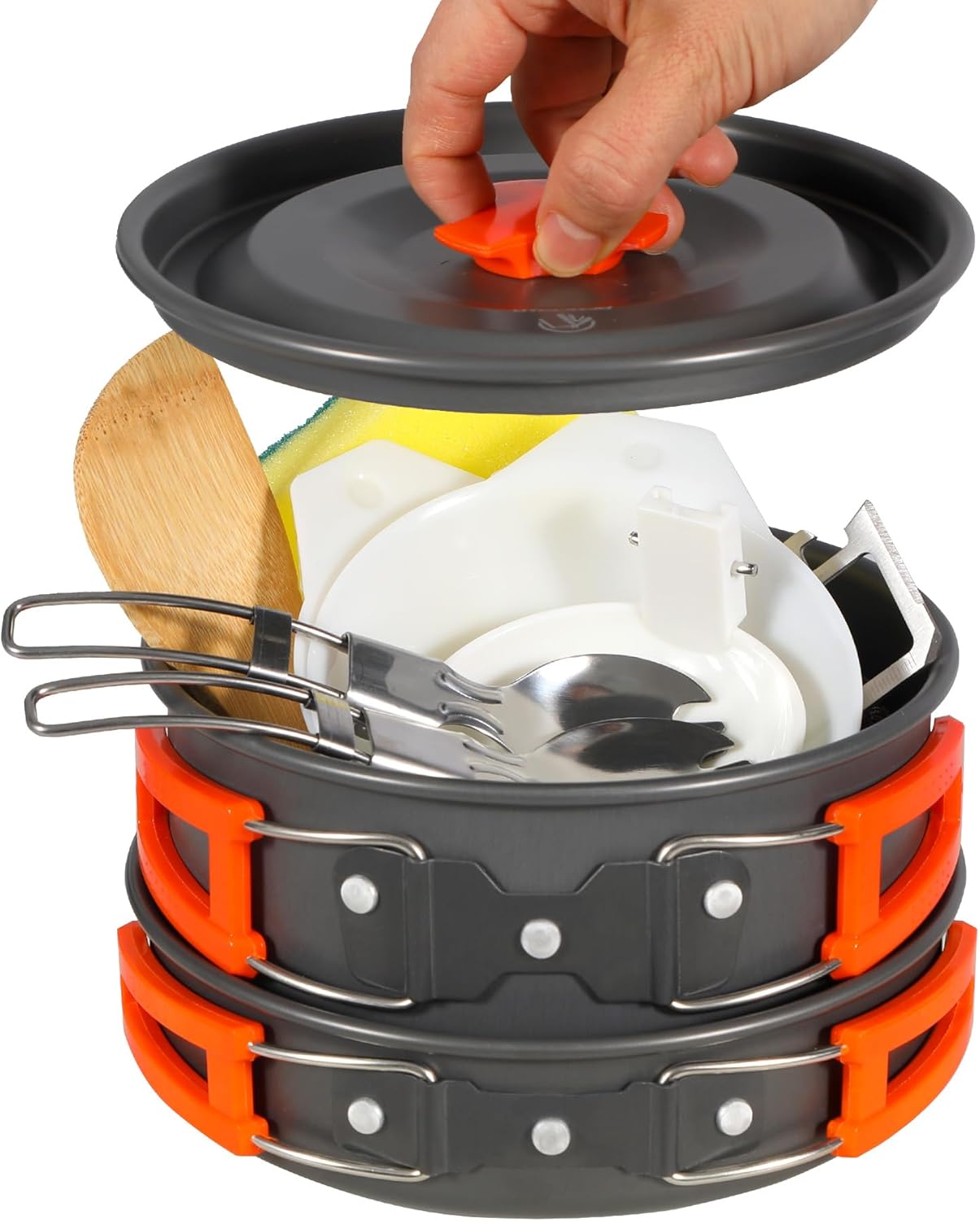 REDCAMP 10/11 PCS Camping Cookware Mess Kit Camping Gear Campfire Utensils Lightweight Stackable Pot Pan Bowls Soup Spoon with Storage Bag for Camping, Backpacking, Outdoor Cooking and Picnic REDCAMP 10/11 PCS Camping Cookware Mess Kit Camping Gear Campfire Utensils Lightweight Stackable Pot Pan Bowls Soup Spoon with Storage Bag for Camping, Backpacking, Outdoor Cooking and Picnic