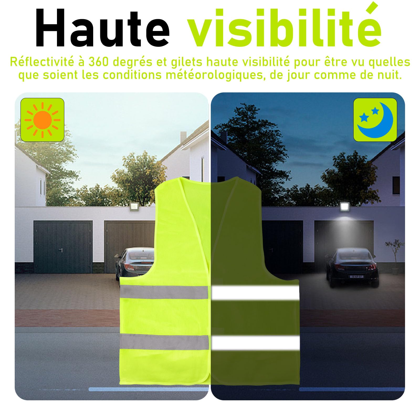40 Gilets de Sécurité Réfléchissants Jaune Fluo, Taille Universelle | Gilets Haute Visibilité Unisexes pour Conducteurs, Automobile, Travaux, Chantier, Vélo, Moto et Activités Extérieures