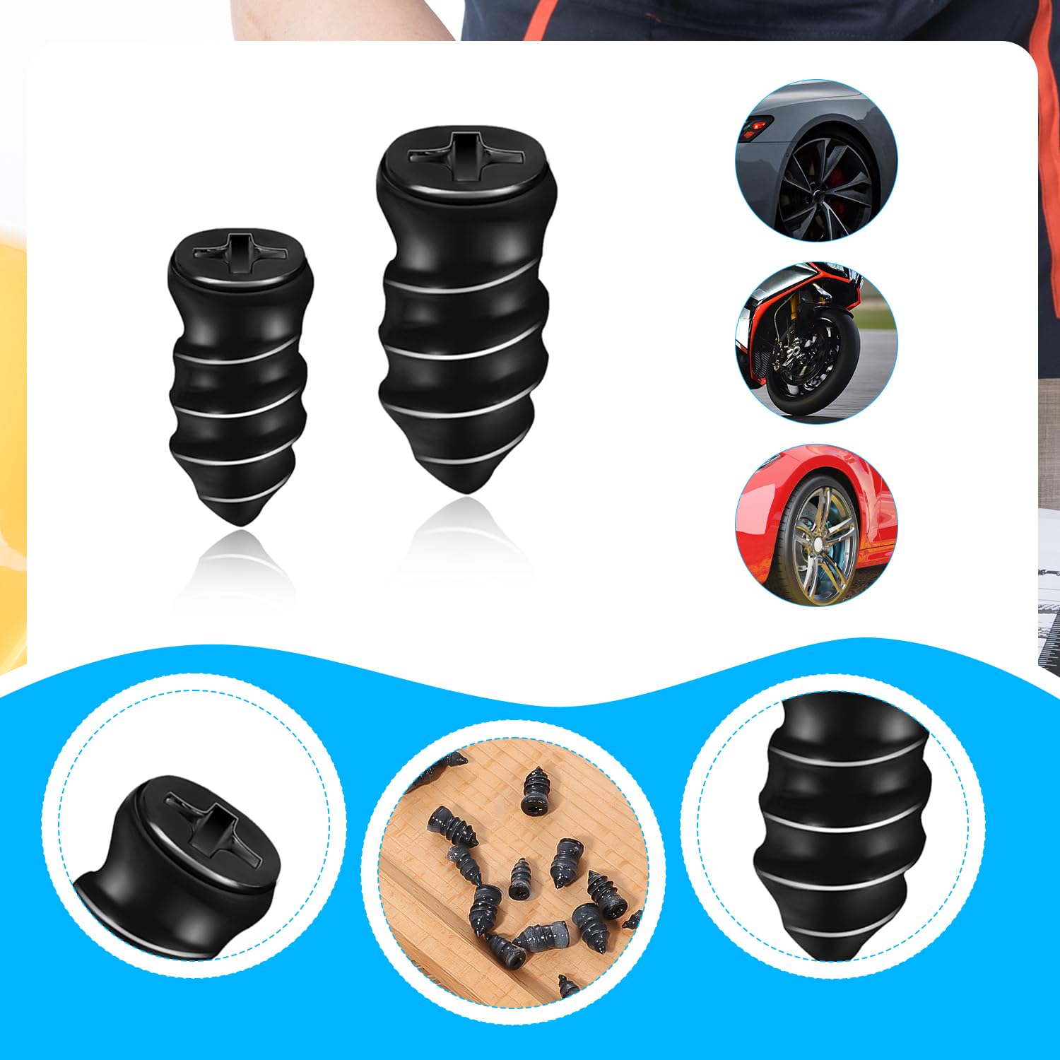 20 St Rubberen Spijkers voor Banden, Rubberen Band Schroeven Zelfbediening Rubber Nail Tire Repair Banden Snel Reparatie Gereedschap voor Auto's Motorfietsen Vrachtwagens Tractoren (10 S 10 L