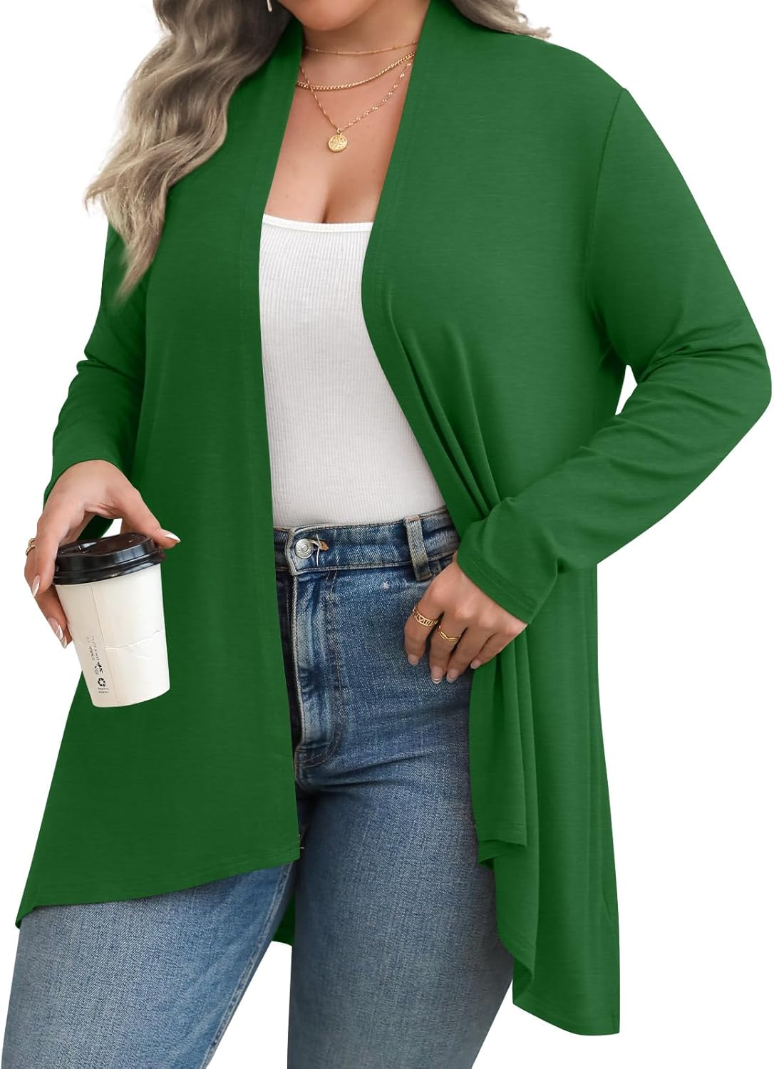 Anymiss Womens Plus Size Cardigan 2026 Lightweight Long Sleeve Jacket 1X-5X - Image 2