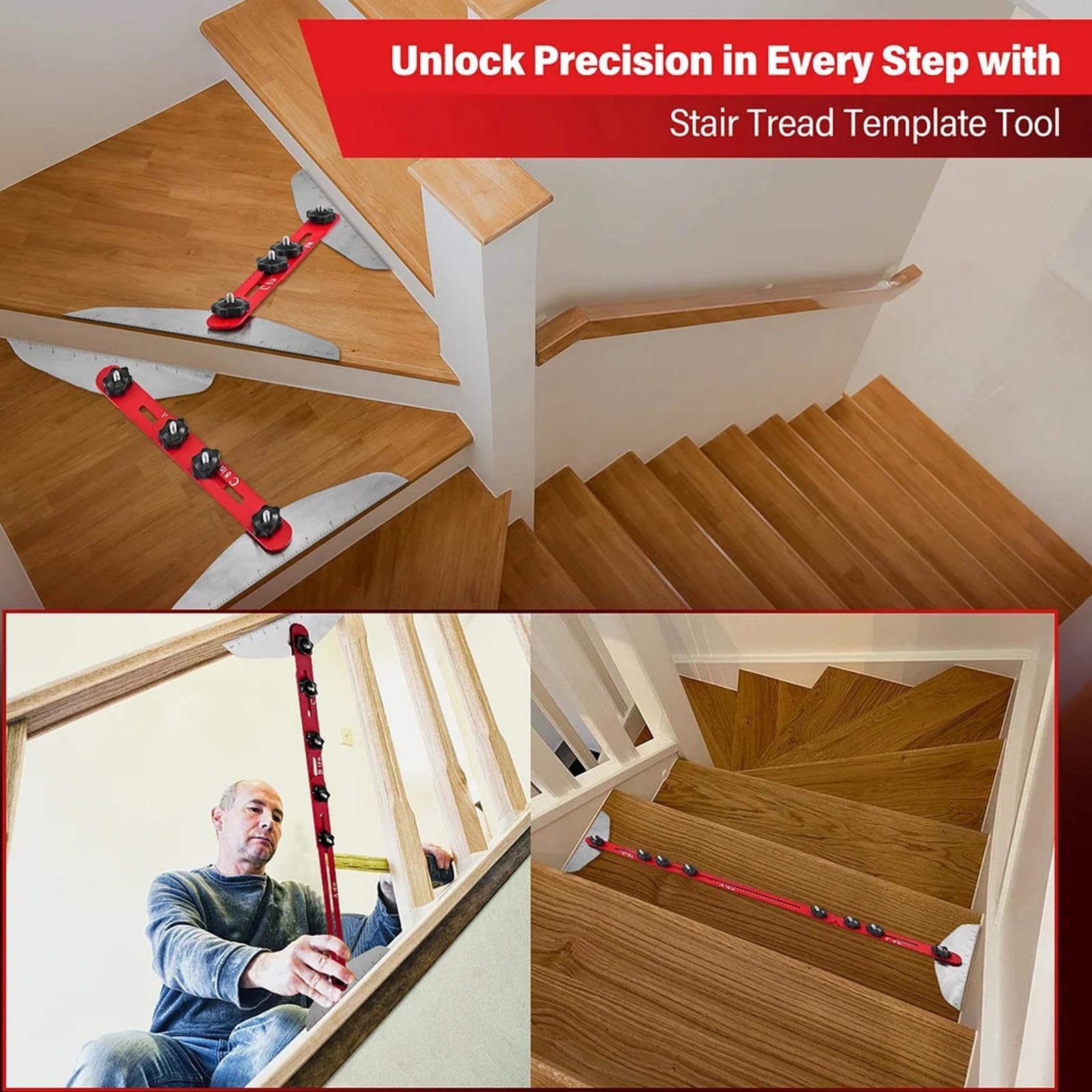Outil de coupe d'escalier, Outil de mesure des marches d'escalier | Masque d'escalier réglable, Calibre d'escalier en d'aluminium Outil polyvalent pour les marches d'escalier Améliorer