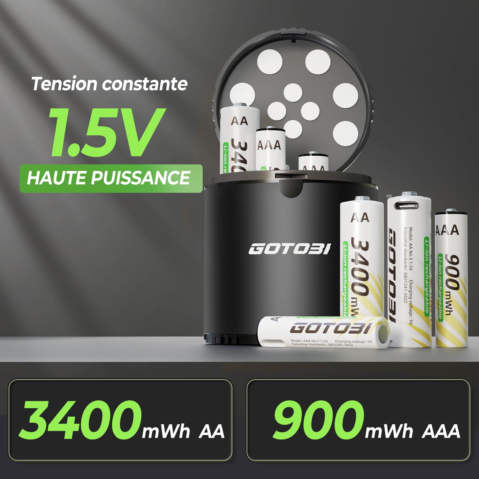 Piles Rechargeables USB C Lithium AA 8 3400mWh et 4 Piles AAA 900 mWh, 1,5 V Lithium Batterie Rechargeable,1600 Cycles avec Fonction de Charge-Conservation