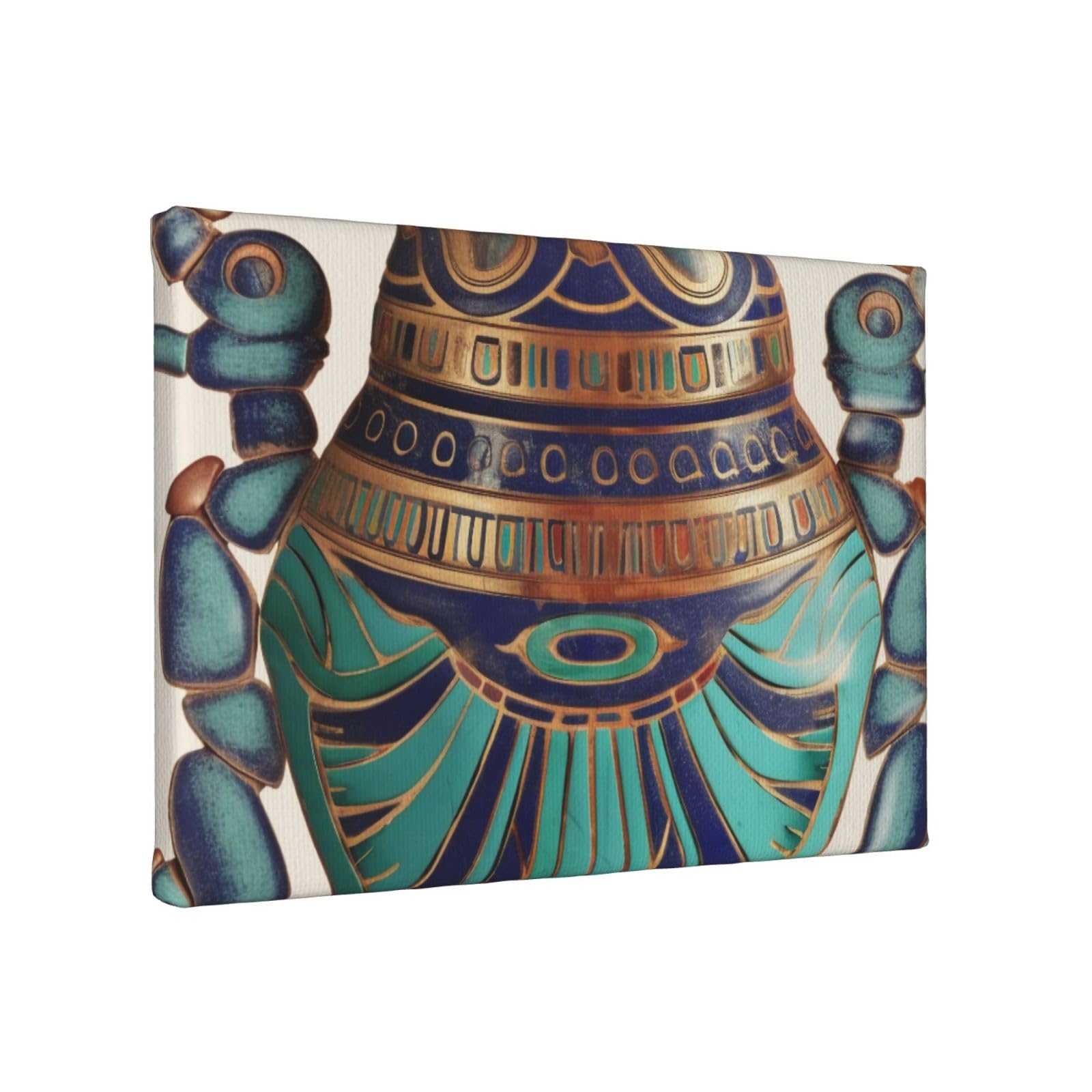 YKLJG Egyptian Scarab Printed Wall Art Canvas Painting 30x20 CM Wooden Framed Picture Painting Artwork Prints for Bedroom Kitchen Home Office Decor