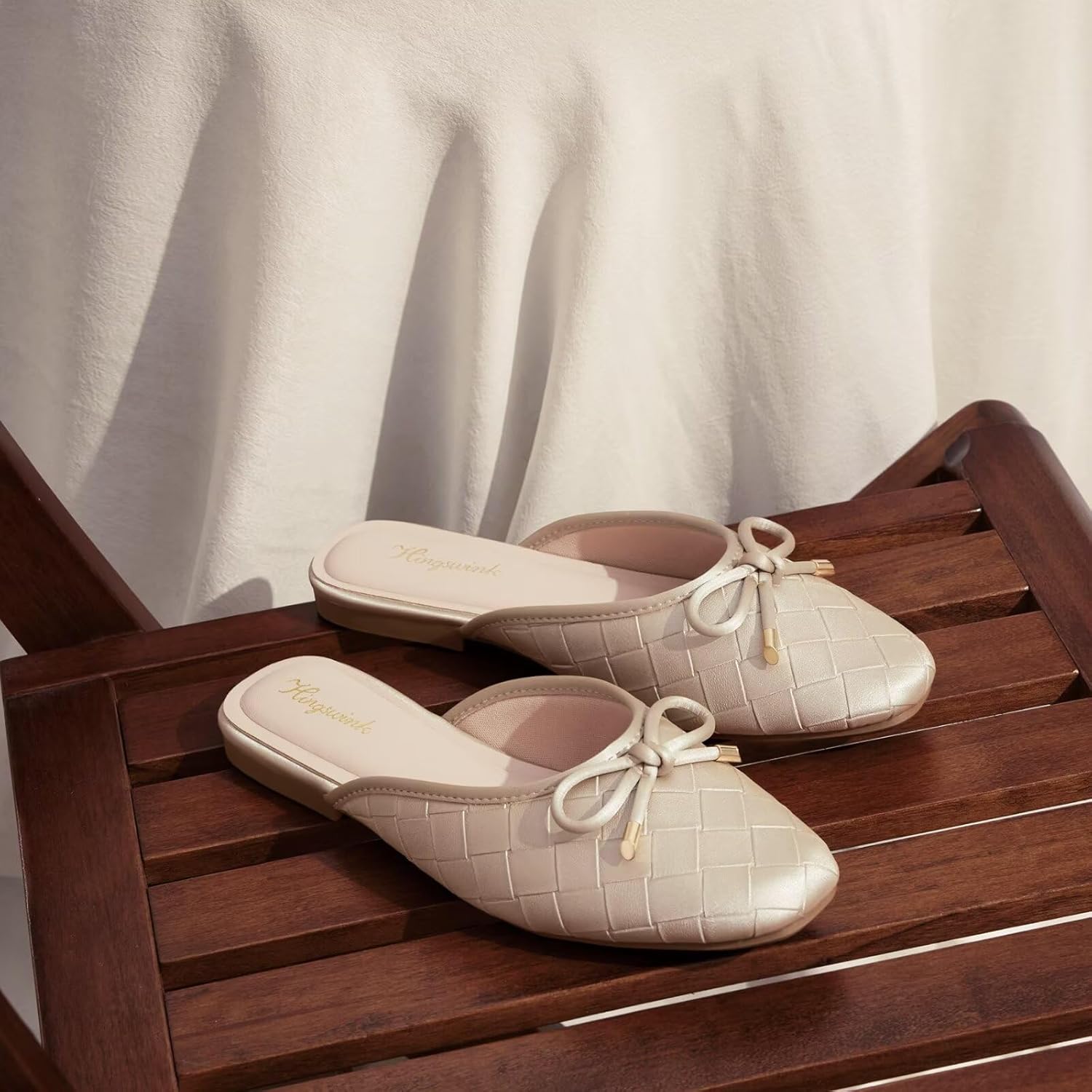 Champagne Mules for Women Slip On Flats Office Business Casual Shoes Closed Toe Shoes for Women Dressy Comfortable, Champagne7.5 - Image 5