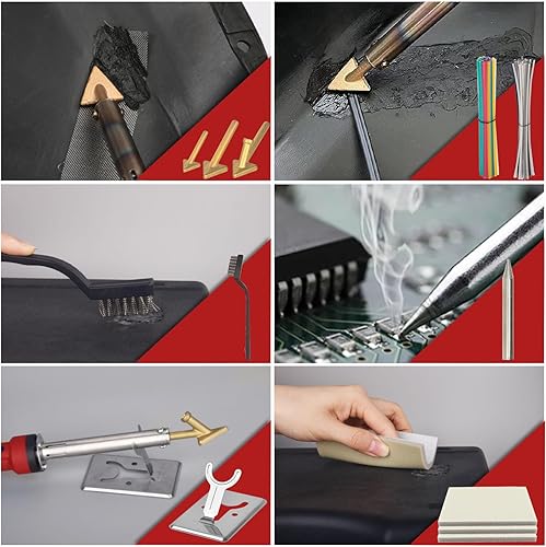 Miniatura 6 de Kit de soldador de plástico de 130W Deluxe, kit de soldadura de hierro de soldar de soldador de plástico 3-en-1, herramienta profesional de
