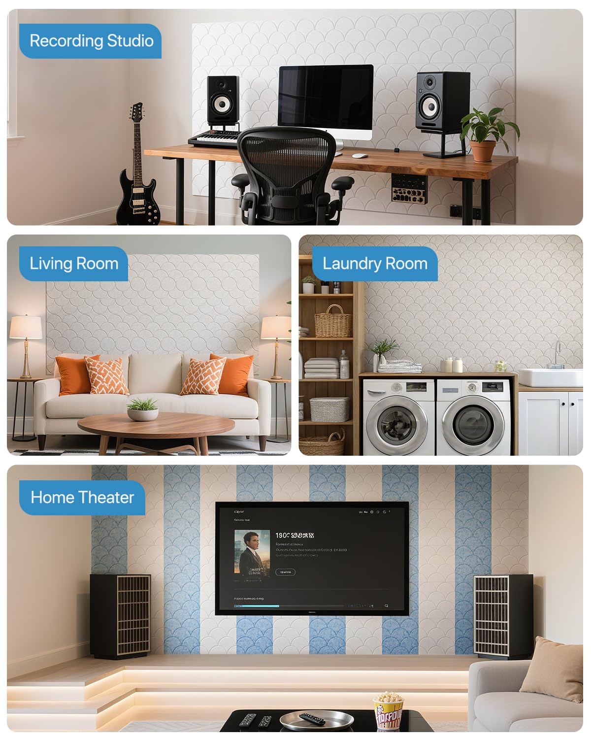 Soundsbay Pannelli Fonoassorbenti Autoadesivi 12 Pezzi Beige 30x30x0.9cm | Isolamento acustico, in poliestere per per trattamento decorazione da parete, Pannello fonoassorbente