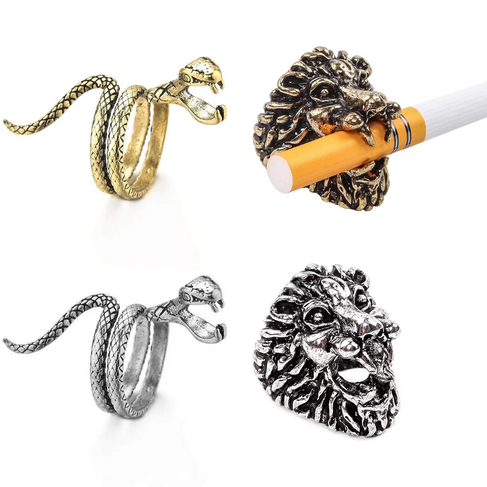 Cigarette Holder Finger Snake Lion Ring