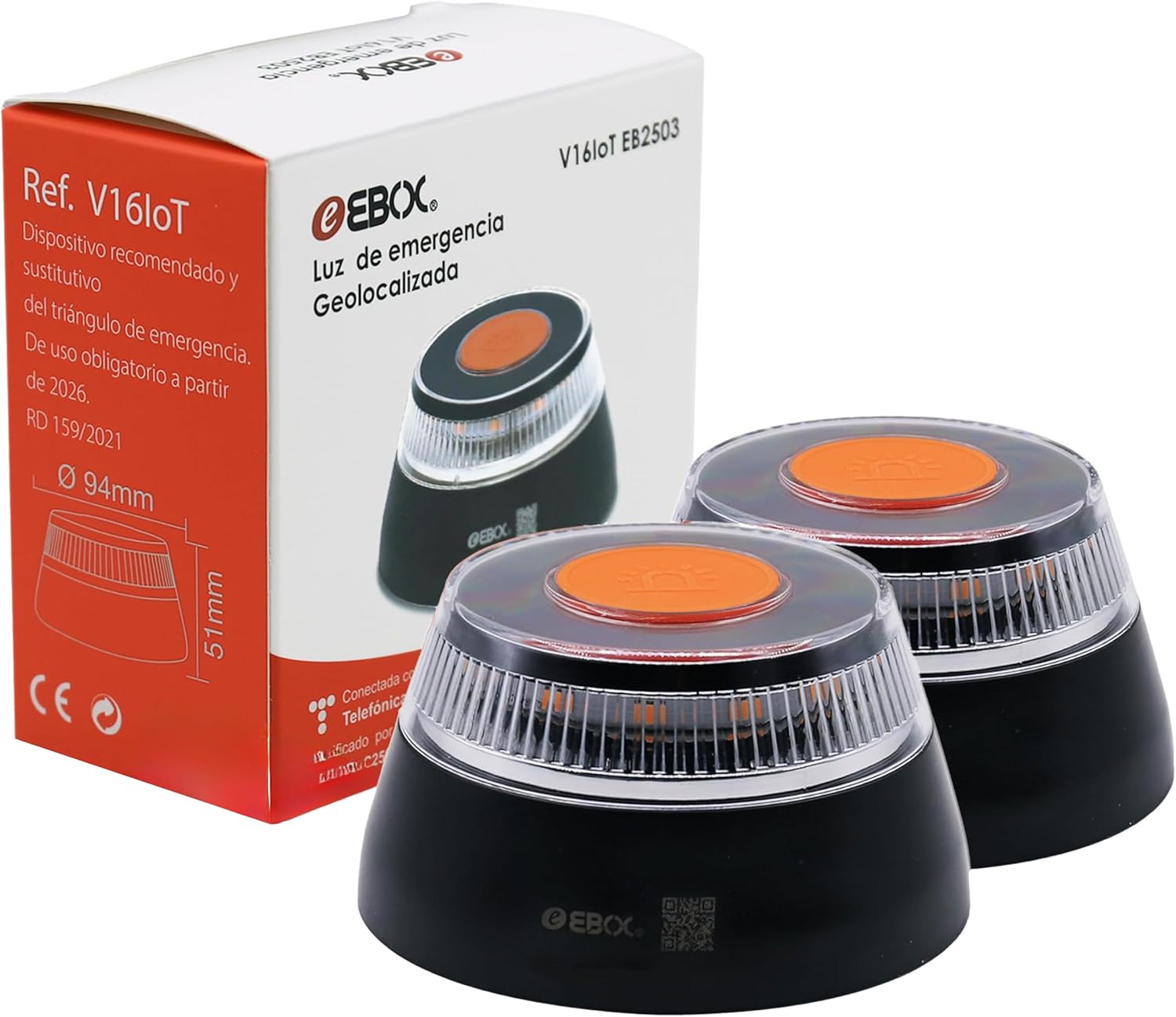 EASY SPEED Luz Emergencia V16 Homologada DGT con Geolocalizacin,Baliza Coche Conectada DGT 3.0,con SIM y Datos Pagados Hasta 2038,Adecuado para Coches (Viene con Pilas),2 Unidades