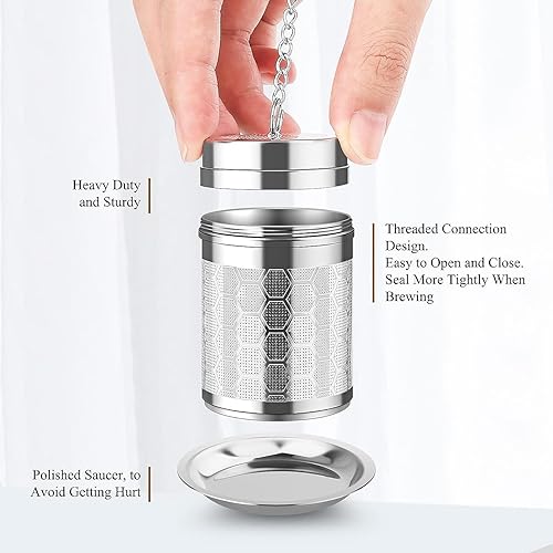 Miniatura 3 de Tea Infuser for Loose Tea, Stainless Steel Tea Diffusers Filter with Drip Trays and Chain Hook, Extra Fine Mesh Tea Steeper Basket Infusers for