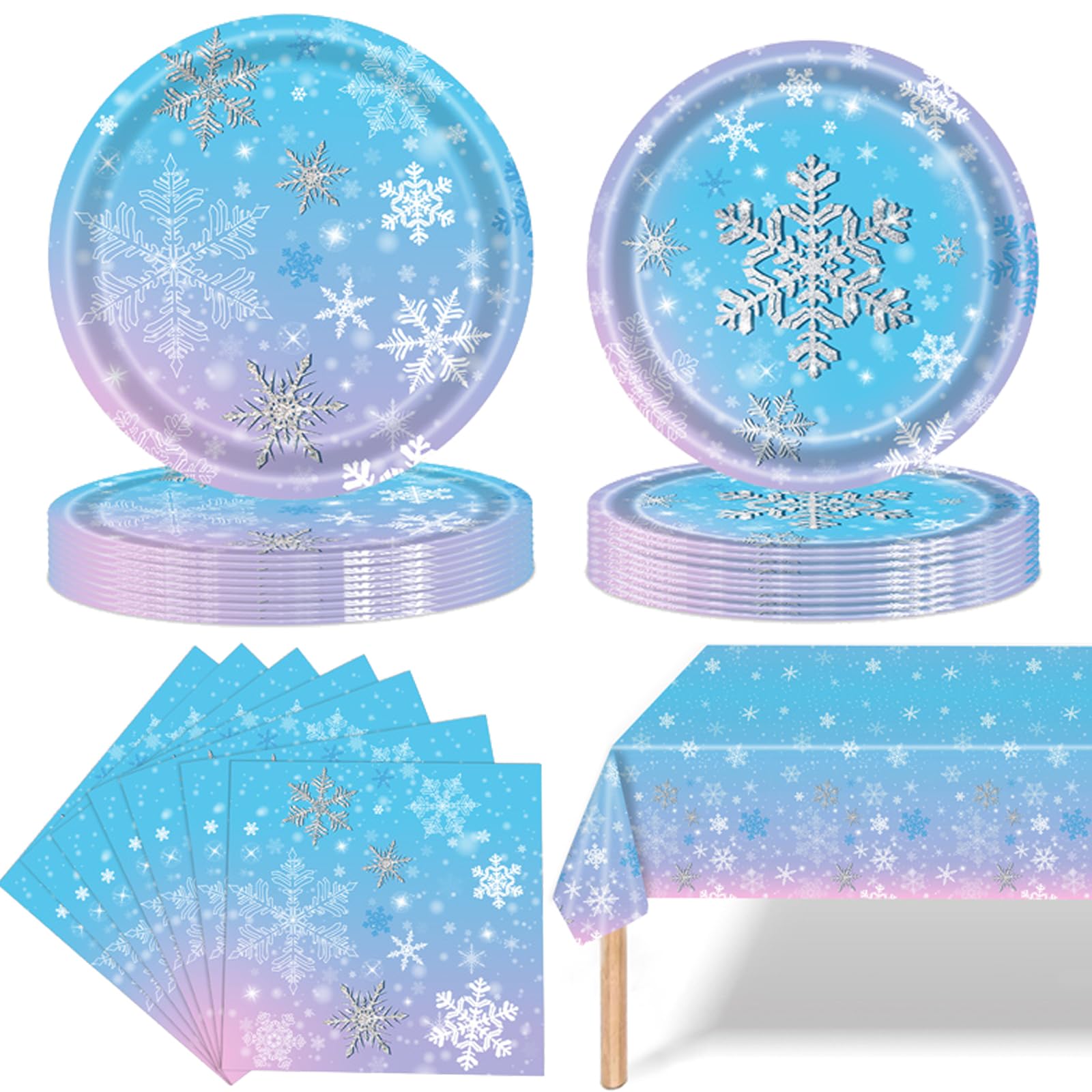 Weihnachts-Pappteller & Servietten Set – 50 Stück Mit Schneeflocken-Design Für Winterpartys