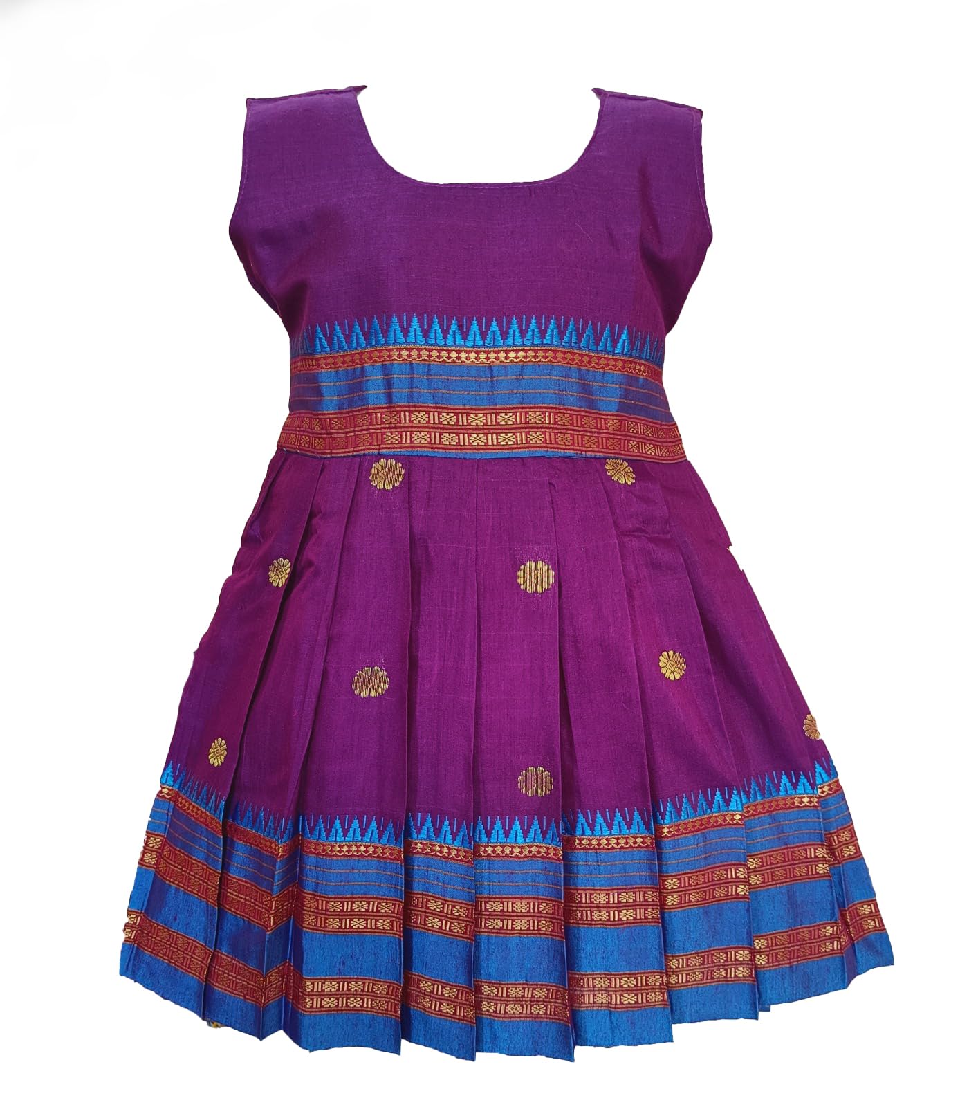 Amba Collection Boutique Girl's Traditional Ethnic Wear NarayanPeth Butti Design Sleeveless Frock