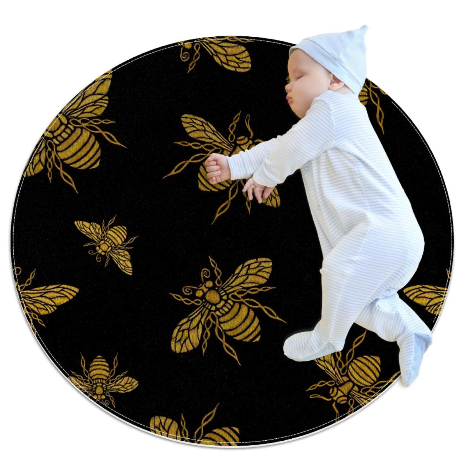 Tapis de salle de bain broderie d'abeille dorée haut de gamme