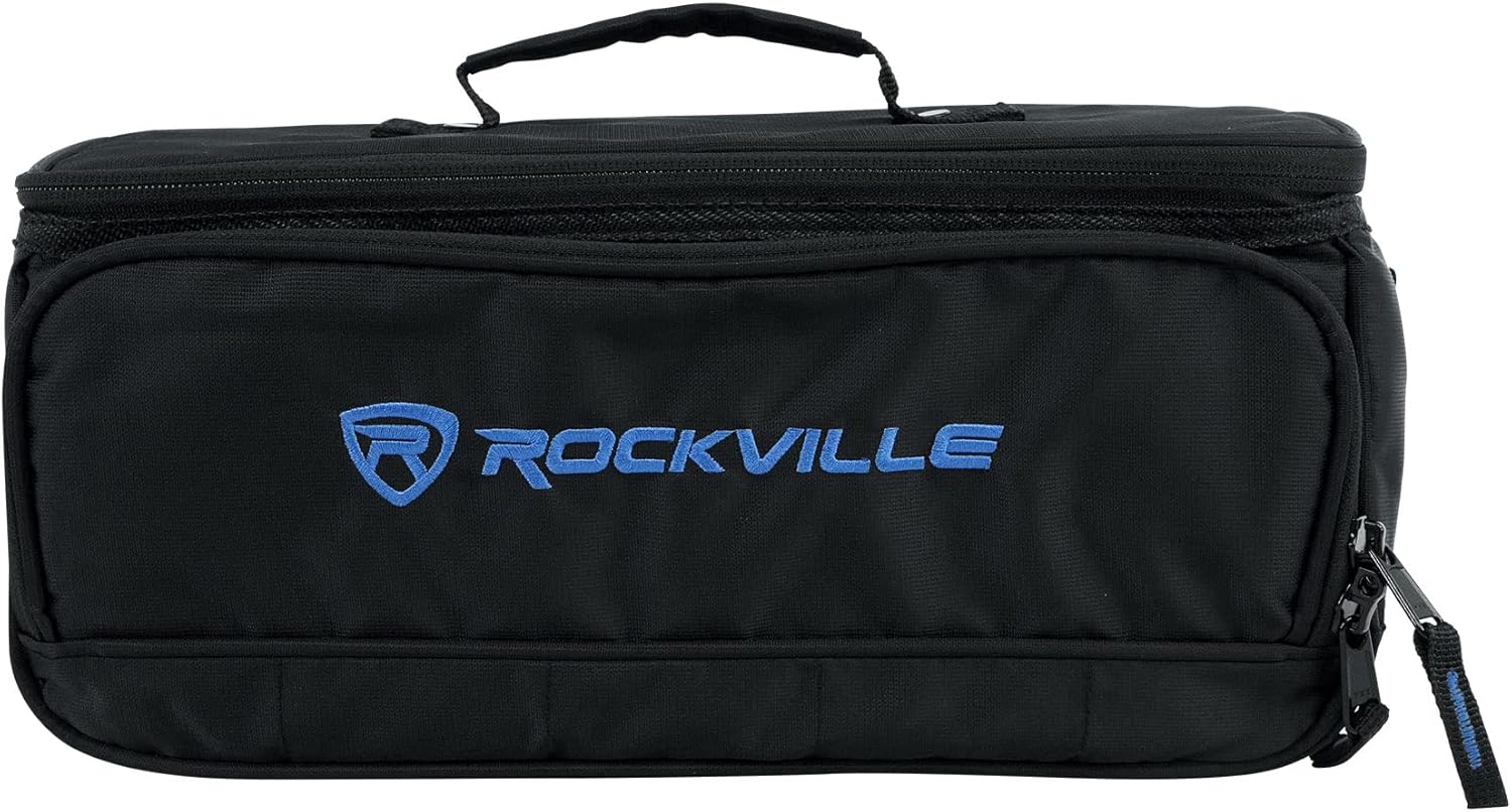 Rockville MB147 DJ Gear Mixer Gig Bag Case 14x7x6.5 Inches + 13" Laptop Pocket, Dual Foam Padding, Rugged Nylon, for DJs and Musicians