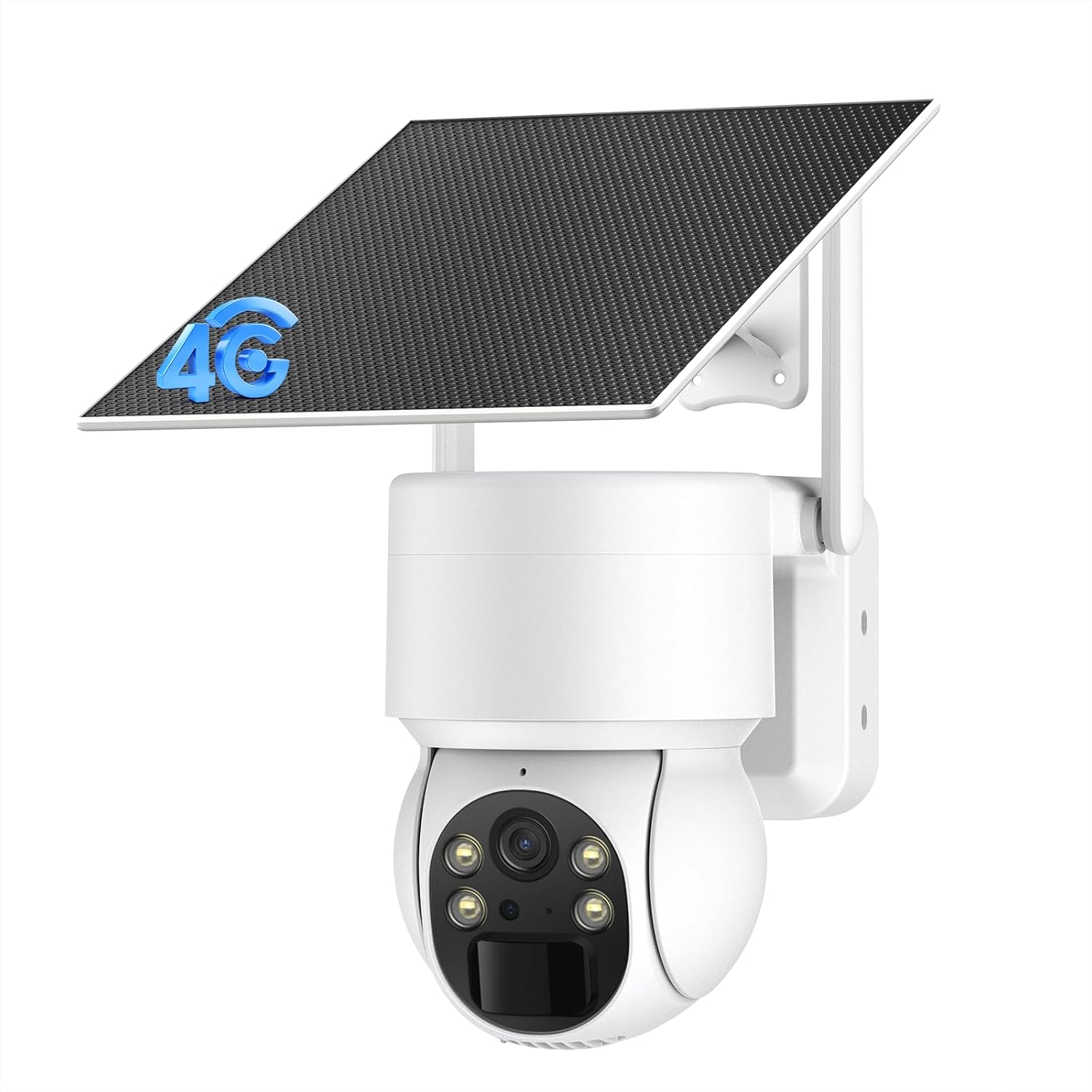 2K Solar Security Camera Wireless Outdoor, 1PCS Outdoor Camera Wireless with 360° View, Cameras for Home Security with Color Night Vision, 4G LTE Cellular, No Wi-Fi Needed, 1 Pack, White