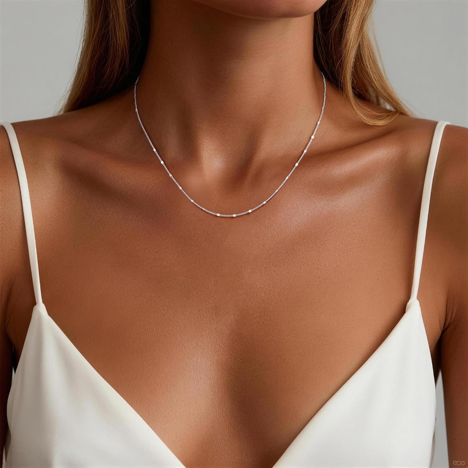 S925 Sterling Silver Chain Necklace for Women, 1.2mm Sparkle Disk Chain Necklace Smooth & Sturdy Women's Chains Necklaces 16 18 20 22 24Inch