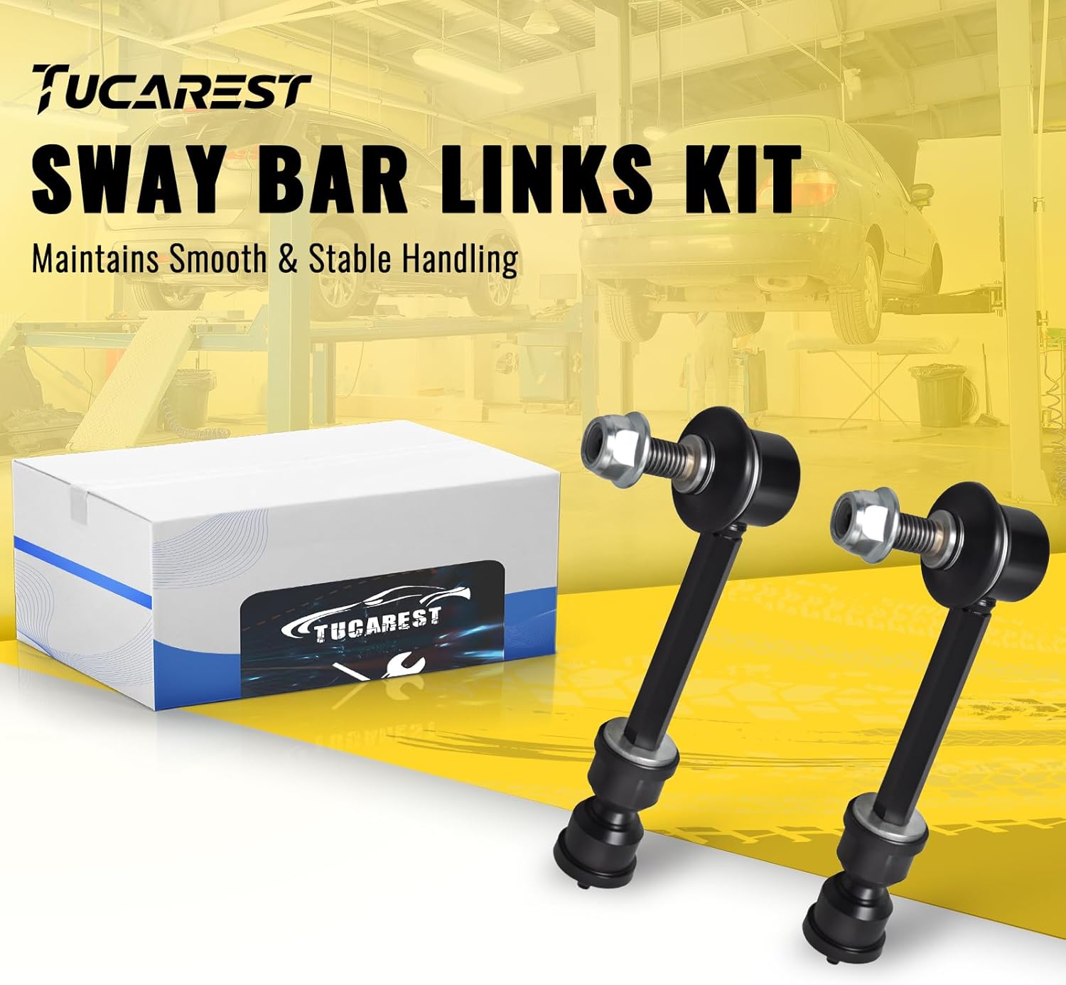 TUCAREST Rear Sway Bar Stabilizer Link 2Pcs K750427 Fit For 2008-2017 Chevy Equinox (08-09 For 3.6L), 10-17 G-MC Terrain, 08-09 Po-ntiac Torrent 3.6L [# 15926031 SL90635 542-739 TC5601 MS508214]